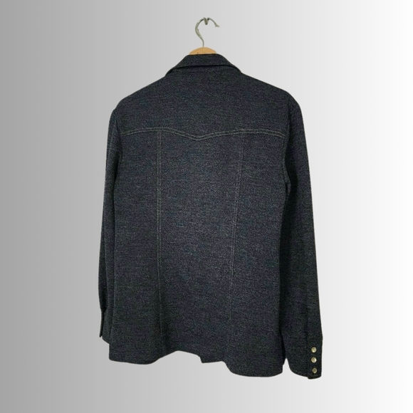 Vintage x 70s “made in USA” Lee Denim Knit Pearl Button Snap Shirt - Picture 7 of 8